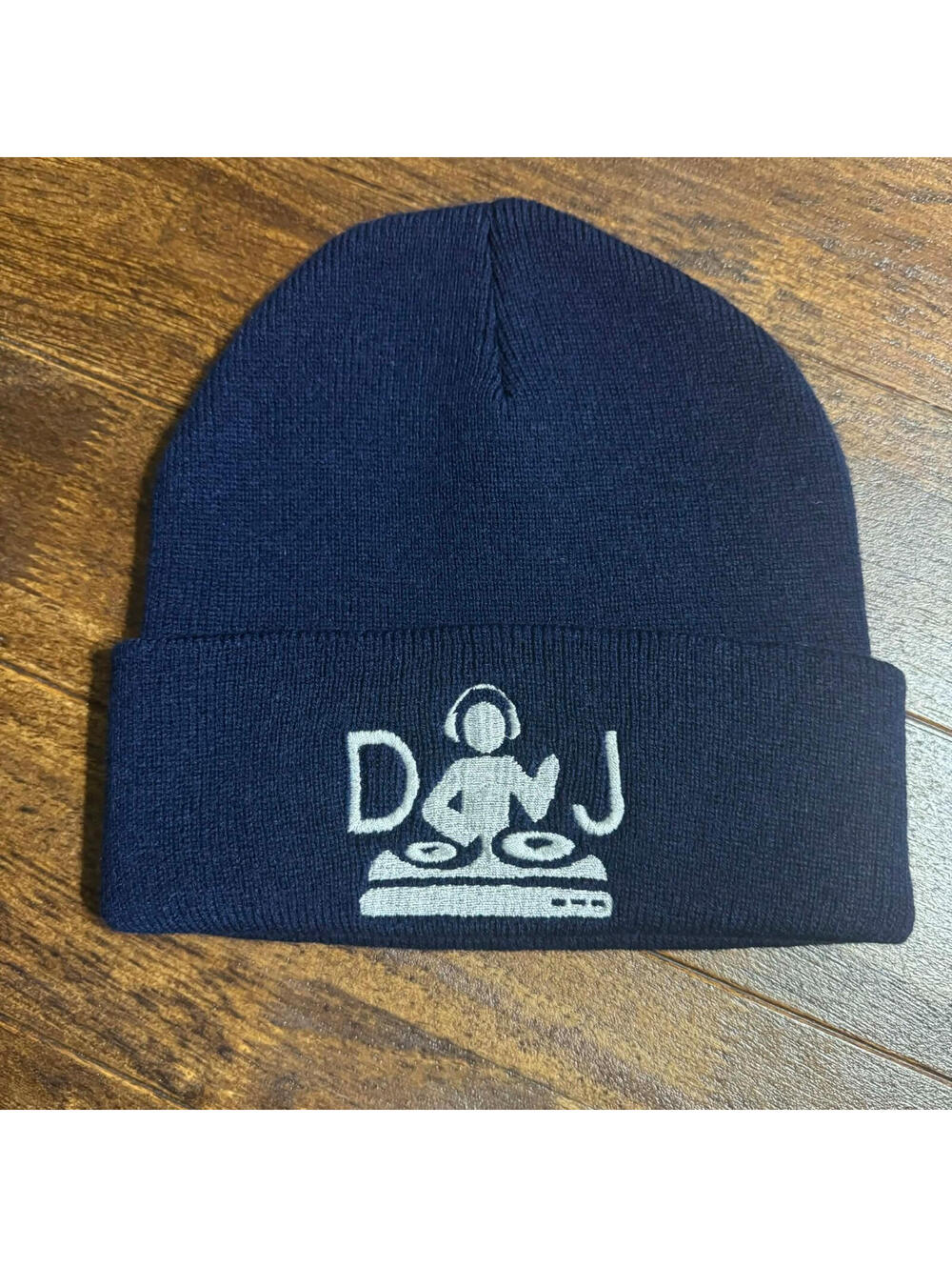 RARE Y2K 2000s DJ Electronic Music Hip Hop Skull Beanie Cap Hat Navy